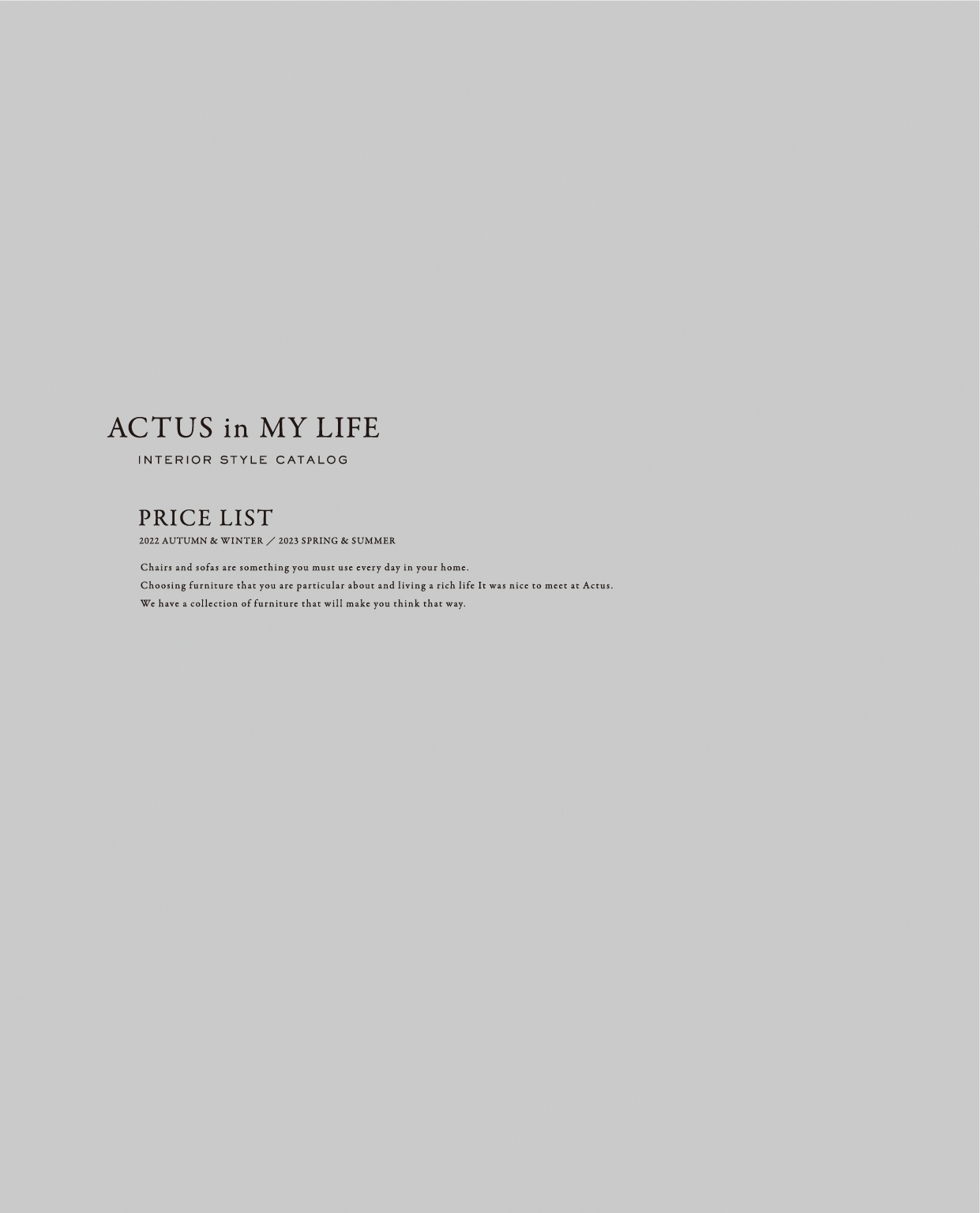 ACTUS in MY LIFE<br>リビング・ダイニング家具<br><プライスブック>
