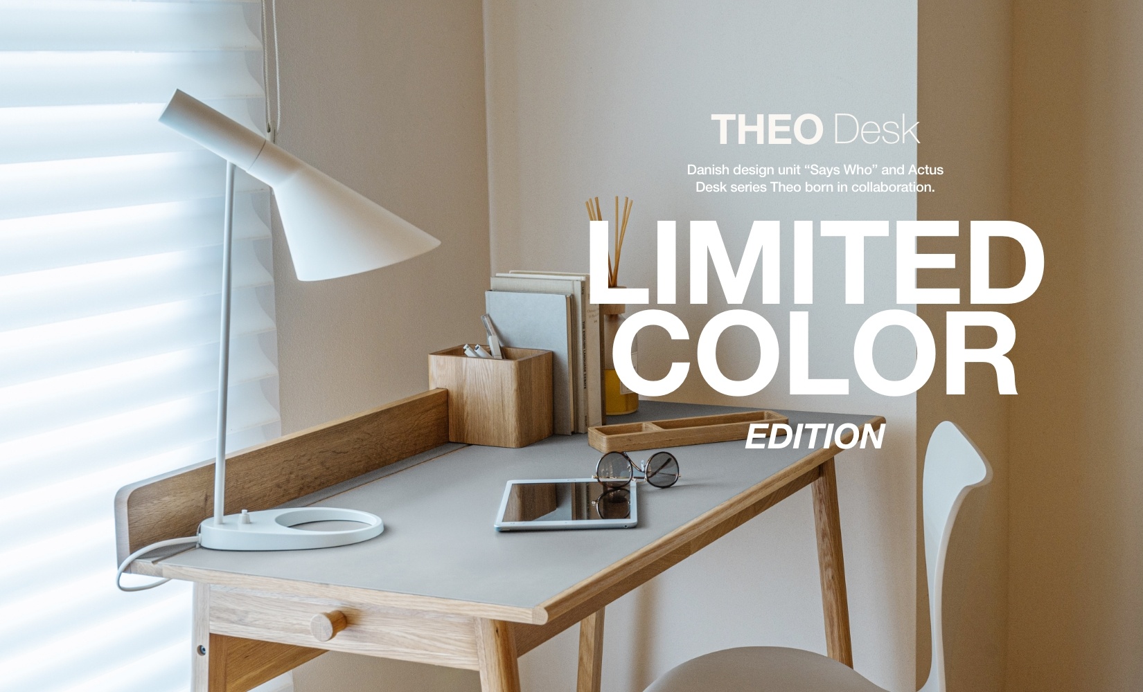 完売】人気デスク「THEO」のリノリウム特別カラーが登場 