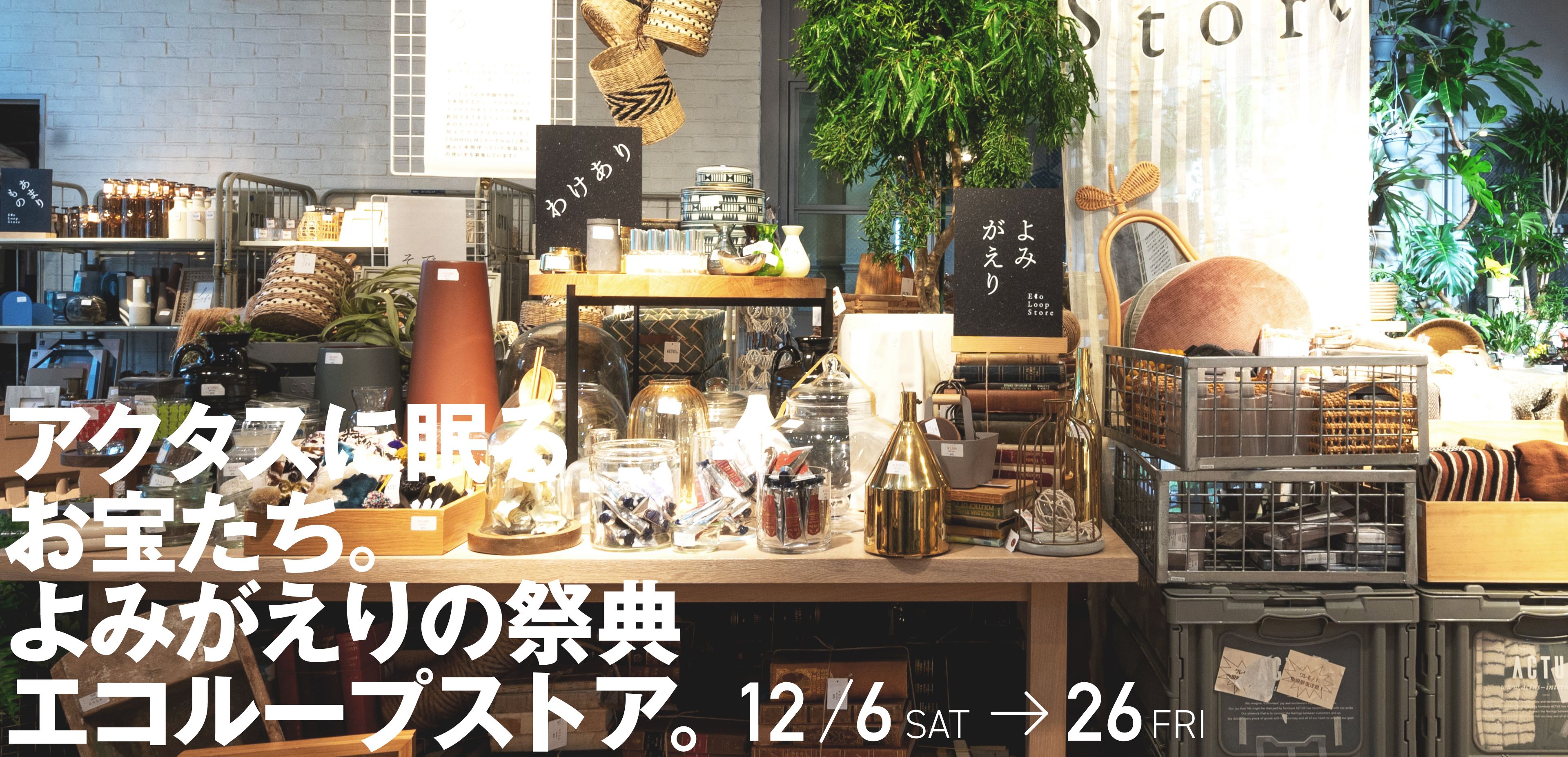 アクタスに眠るお宝たち。よみがえりの祭典エコループストア。12/6〜26
